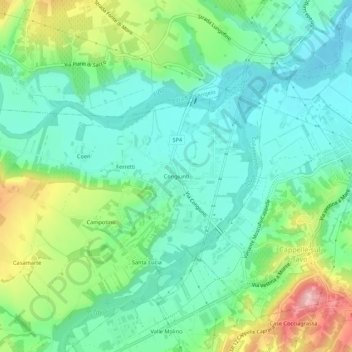 Mappa topografica Congiunti, altitudine, rilievo