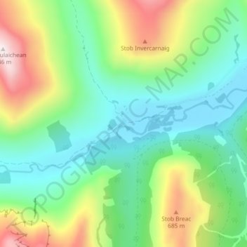 Mappa topografica Inverlochlarig, altitudine, rilievo