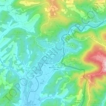 Mappa topografica Albana / Ibána, altitudine, rilievo