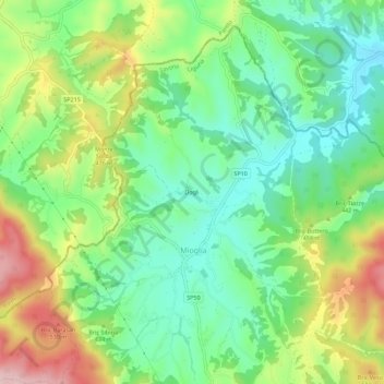 Mappa topografica Dogli, altitudine, rilievo