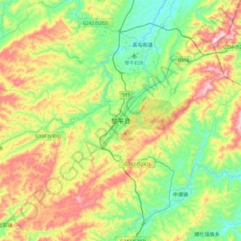 Mappa topografica 黎平县, altitudine, rilievo