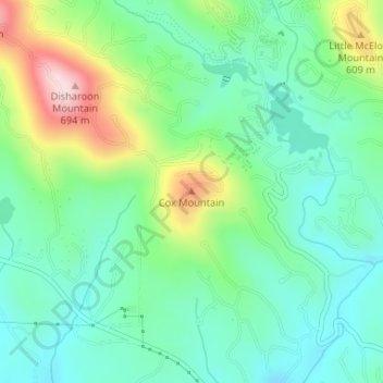 Mappa topografica Cox Mountain, altitudine, rilievo