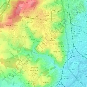 Mappa topografica La Noë, altitudine, rilievo