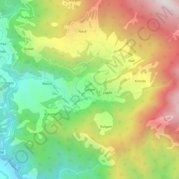 Mappa topografica Guram, altitudine, rilievo