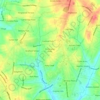 Mappa topografica Huntington Hills, altitudine, rilievo