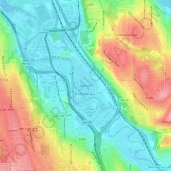 Mappa topografica Allentown, altitudine, rilievo