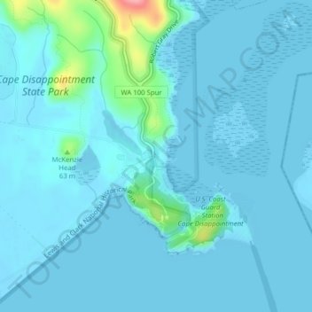 Mappa topografica Fort Canby, altitudine, rilievo