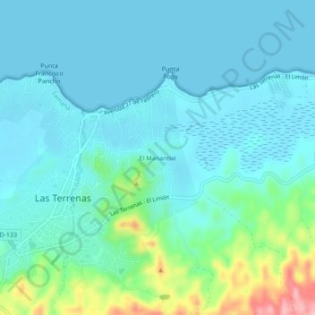 Mappa topografica El Manantial, altitudine, rilievo