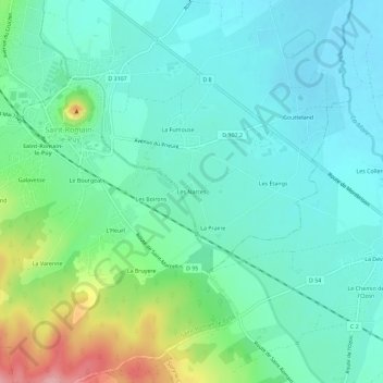 Mappa topografica Les Narces, altitudine, rilievo