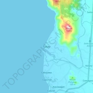 Mappa topografica Tubay, altitudine, rilievo