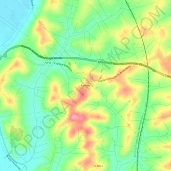 Mappa topografica Farneta, altitudine, rilievo
