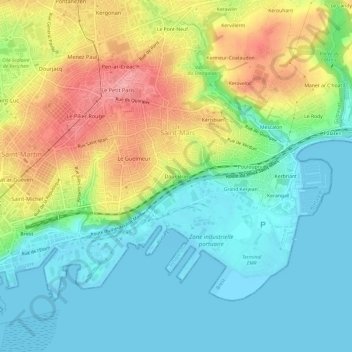 Mappa topografica Dour Bras, altitudine, rilievo