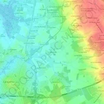 Mappa topografica La Ménerais, altitudine, rilievo