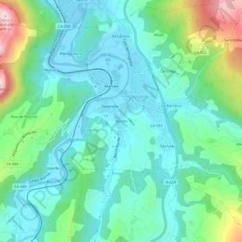 Mappa topografica Rocillo, altitudine, rilievo