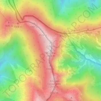 Mappa topografica Buitrera, altitudine, rilievo