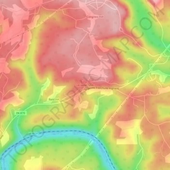 Mappa topografica Lecontes Mills, altitudine, rilievo