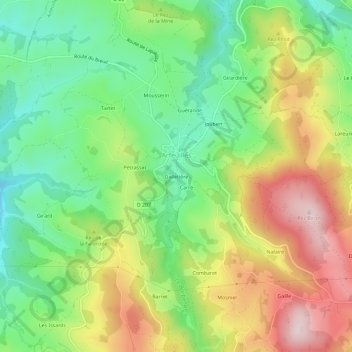 Mappa topografica Galletière, altitudine, rilievo