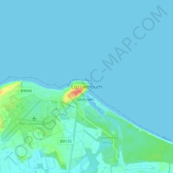 Mappa topografica Lossiemouth, altitudine, rilievo