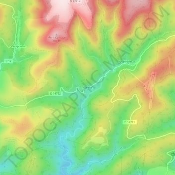 Mappa topografica Authèze, altitudine, rilievo