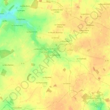 Mappa topografica La Brunellière, altitudine, rilievo