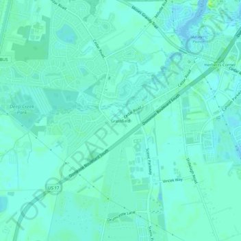 Mappa topografica Grassfield, altitudine, rilievo