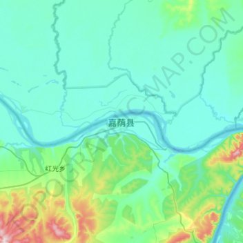 Mappa topografica 嘉荫县, altitudine, rilievo