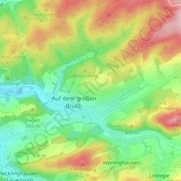 Mappa topografica Bainghausen, altitudine, rilievo