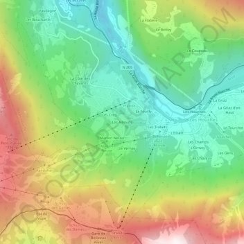 Mappa topografica Les Aillouds, altitudine, rilievo