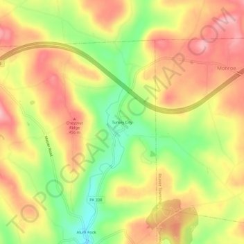 Mappa topografica Turkey City, altitudine, rilievo