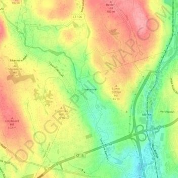 Mappa topografica Silvermine, altitudine, rilievo