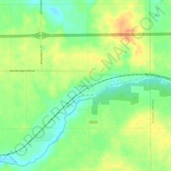 Mappa topografica Marengo, altitudine, rilievo