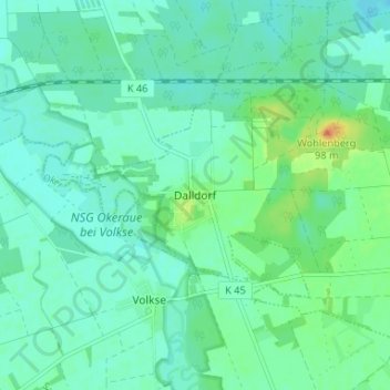 Mappa topografica Dalldorf, altitudine, rilievo