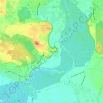 Mappa topografica Gourdan, altitudine, rilievo