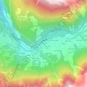 Mappa topografica La Griaz, altitudine, rilievo