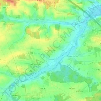 Mappa topografica Wagenhofen, altitudine, rilievo