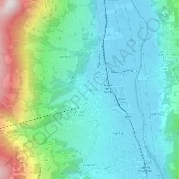 Mappa topografica Fügen, altitudine, rilievo