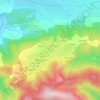 Mappa topografica Le Communal, altitudine, rilievo