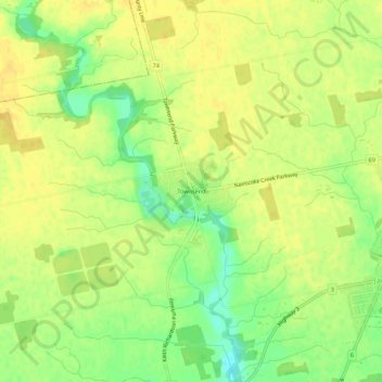 Mappa topografica Townsend, altitudine, rilievo