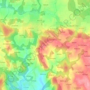 Mappa topografica Le Peros, altitudine, rilievo