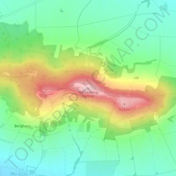 Mappa topografica Hesselberg, altitudine, rilievo