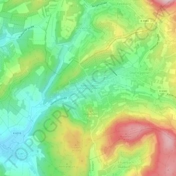Mappa topografica Niedereggenen, altitudine, rilievo