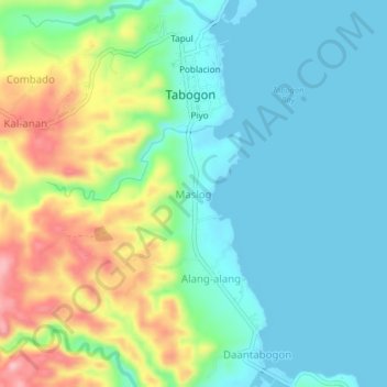 Mappa topografica Maslog, altitudine, rilievo