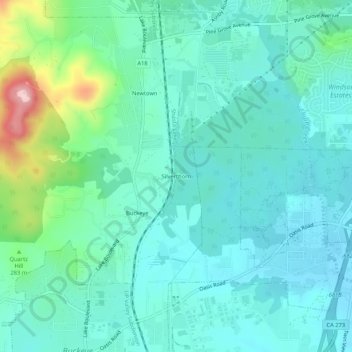 Mappa topografica Silverthorn, altitudine, rilievo