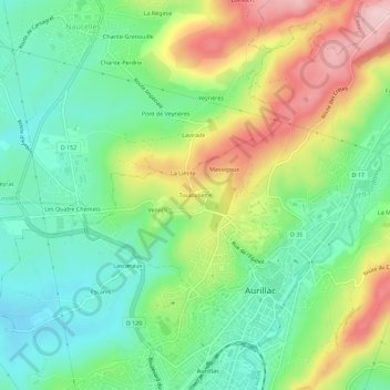 Mappa topografica Toulousette, altitudine, rilievo