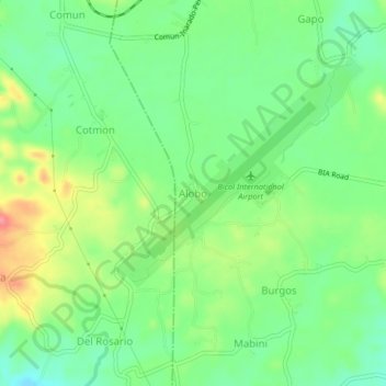 Mappa topografica Alobo, altitudine, rilievo