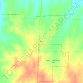 Mappa topografica Mora, altitudine, rilievo