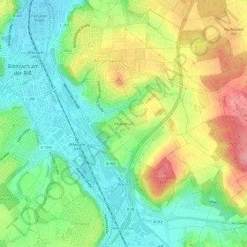Mappa topografica Hagenbuch, altitudine, rilievo