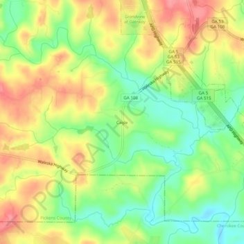 Mappa topografica Cagle, altitudine, rilievo