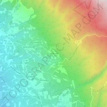 Mappa topografica Les Bruns, altitudine, rilievo