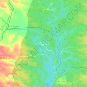 Mappa topografica Polantuna, altitudine, rilievo
